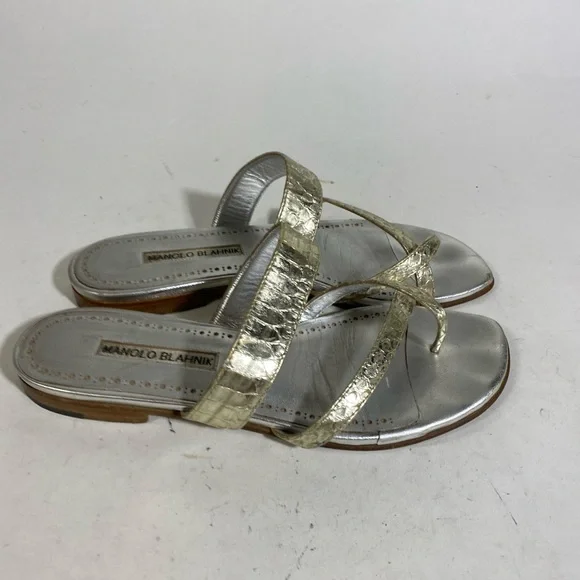 Manolo blahnik silver sandals size 39 - Picture 4 of 5